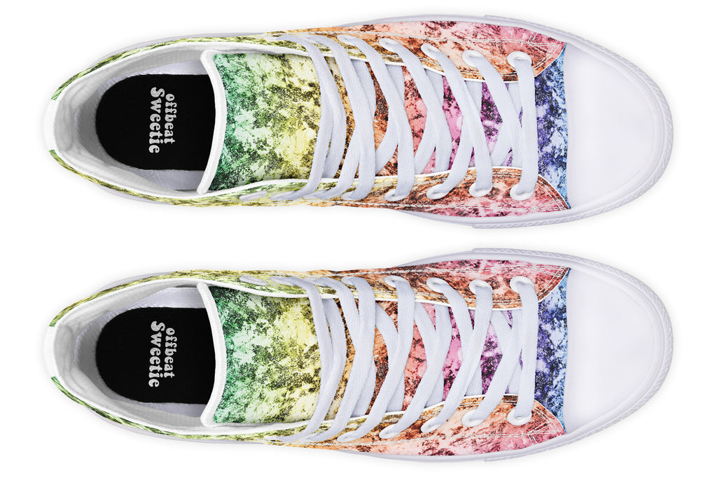 Rainbow Grunge High Tops - Offbeat Sweetie