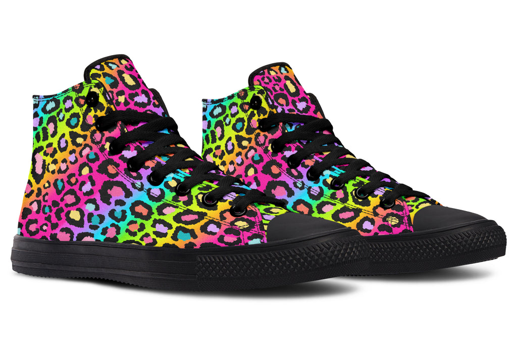 Rainbow Leopard High Tops - Offbeat Sweetie