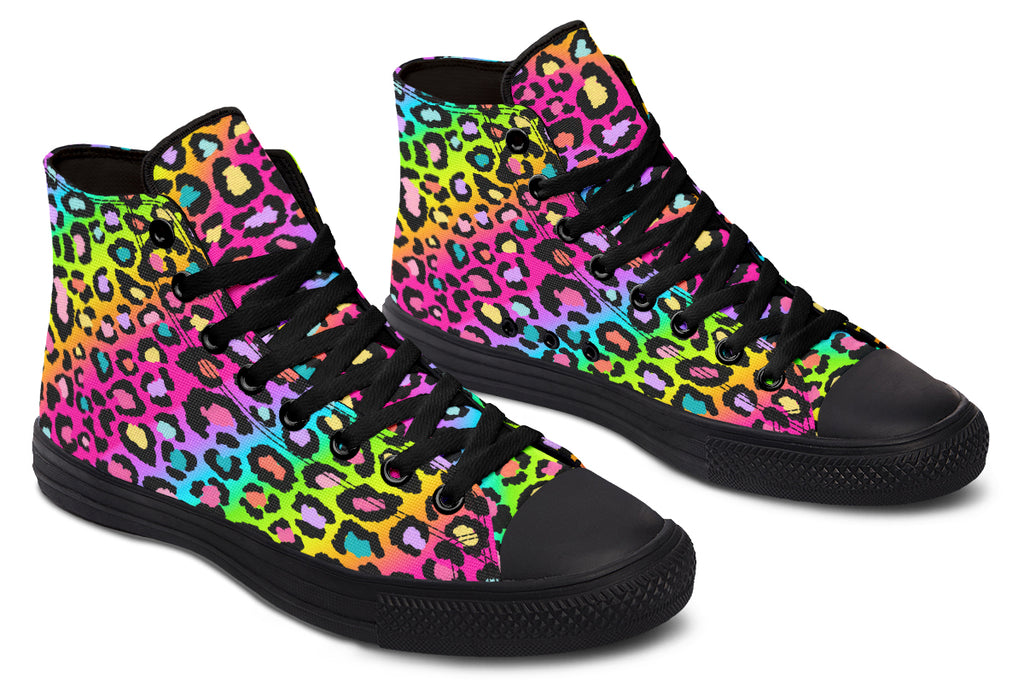 Rainbow Leopard High Tops - Offbeat Sweetie