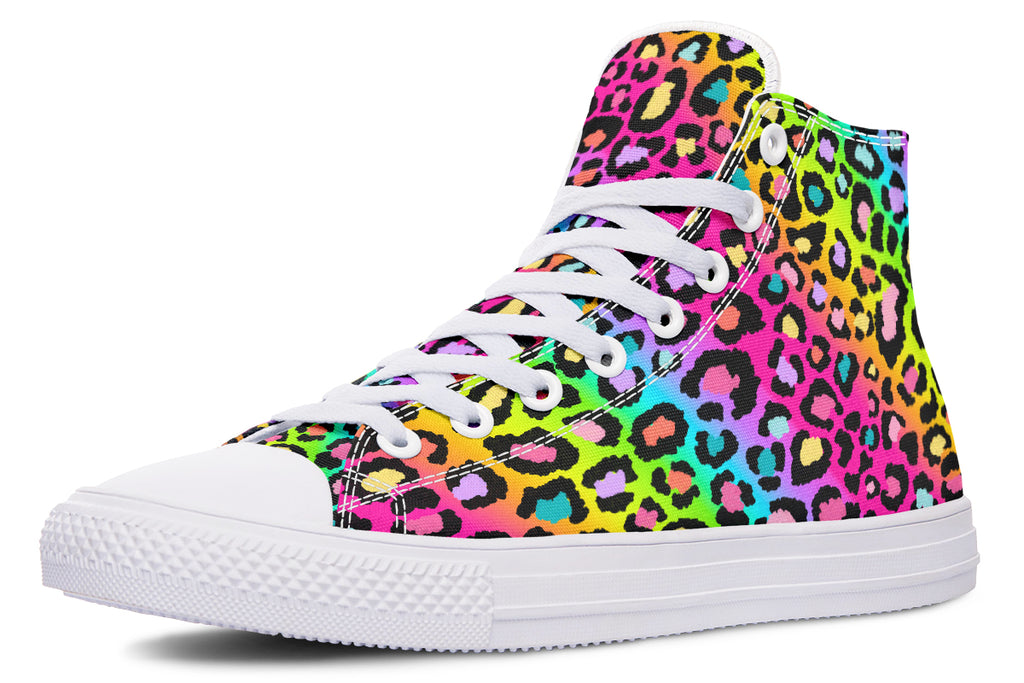 Rainbow Leopard High Tops - Offbeat Sweetie
