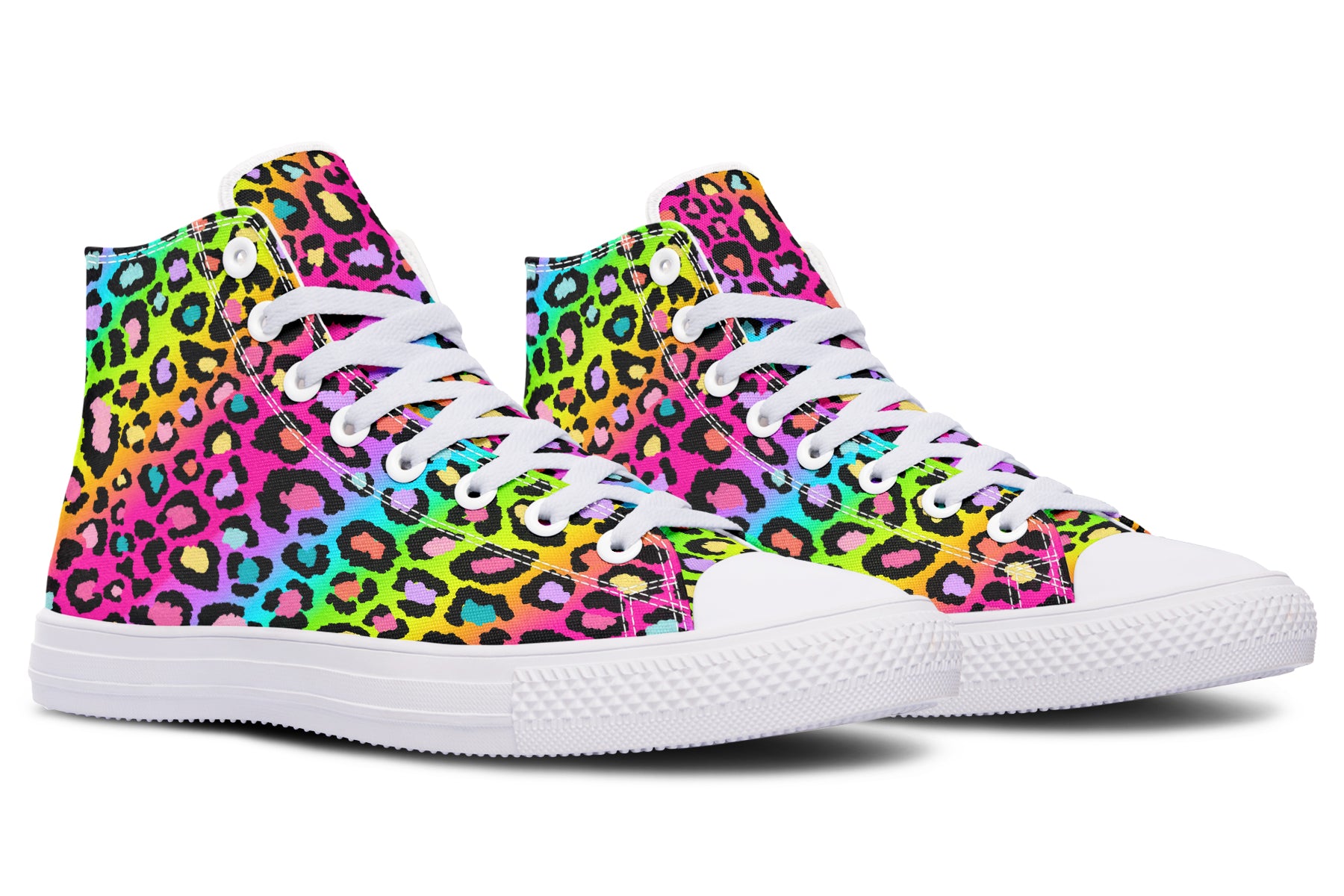 Rainbow Leopard High Tops - Offbeat Sweetie