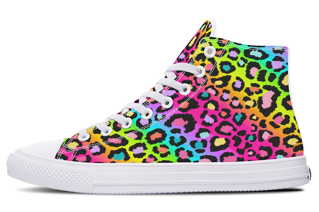 Rainbow Leopard High Tops - Offbeat Sweetie