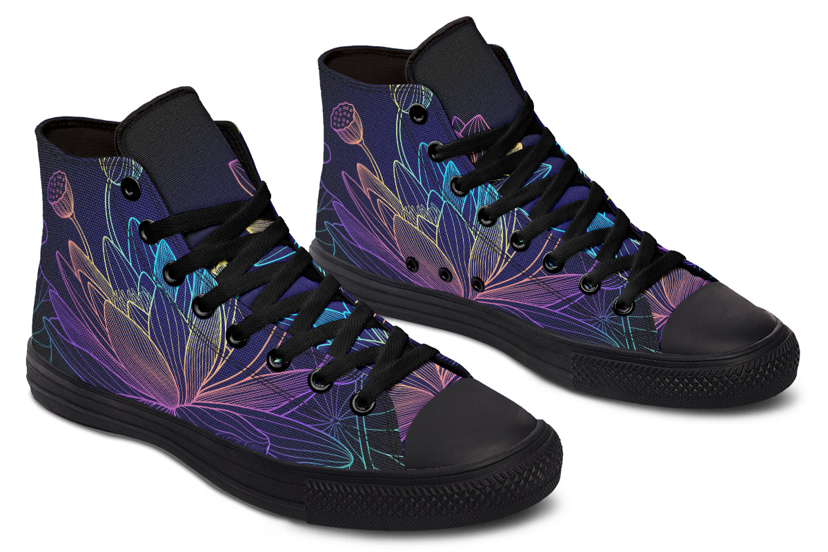 Rainbow Lotus Flowers High Tops (Wide)