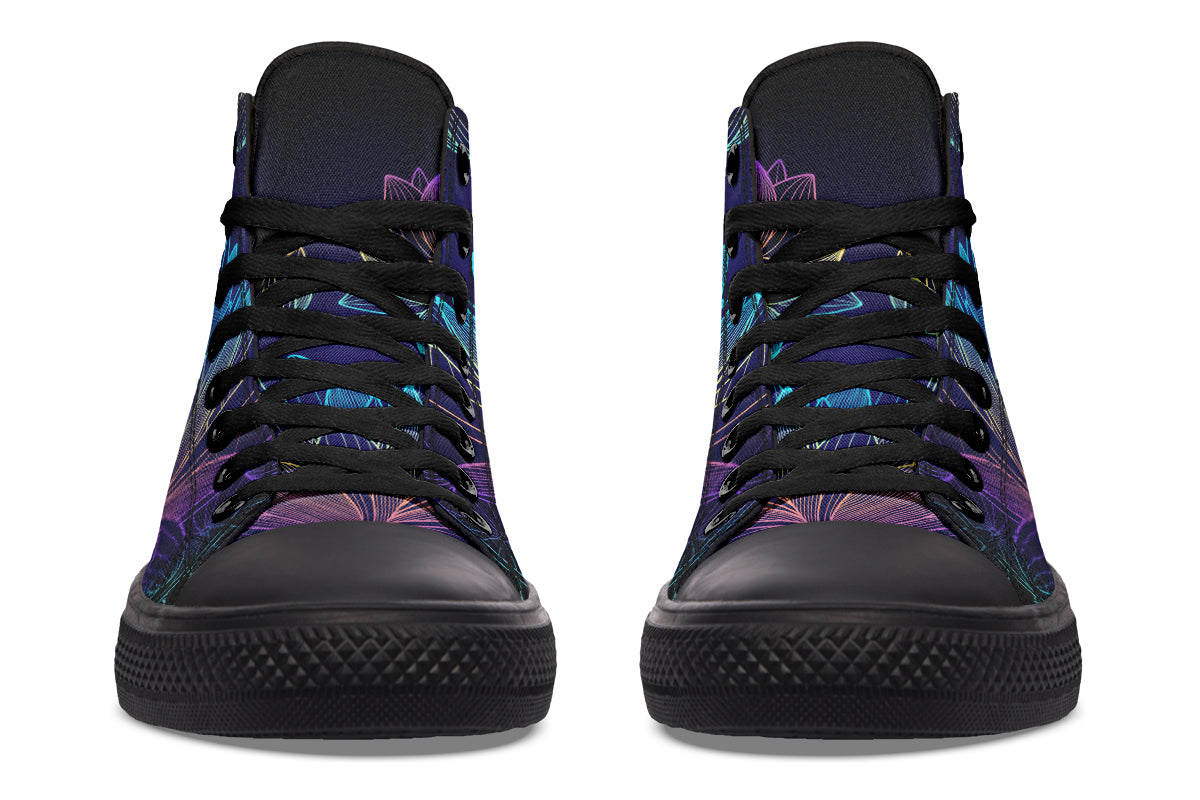 Rainbow Lotus Flowers High Tops (Wide)