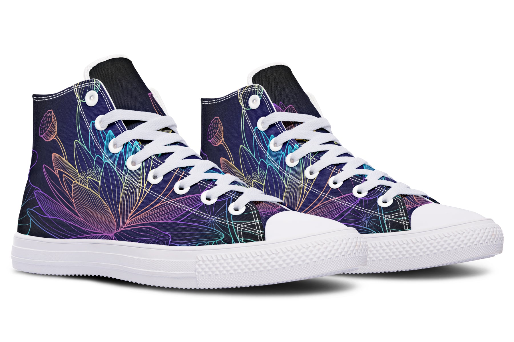 Rainbow Lotus Flowers High Tops (Wide)