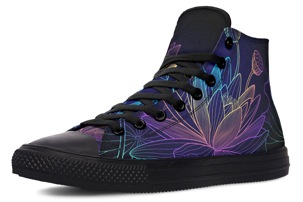 Rainbow Lotus Flowers High Tops - Offbeat Sweetie