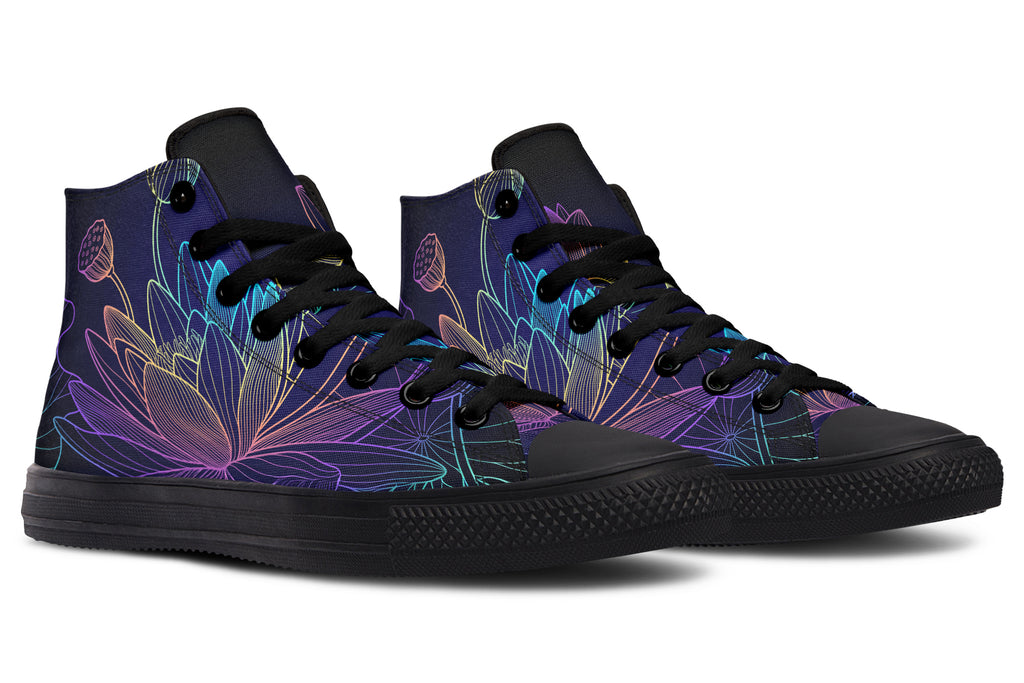 Rainbow Lotus Flowers High Tops - Offbeat Sweetie
