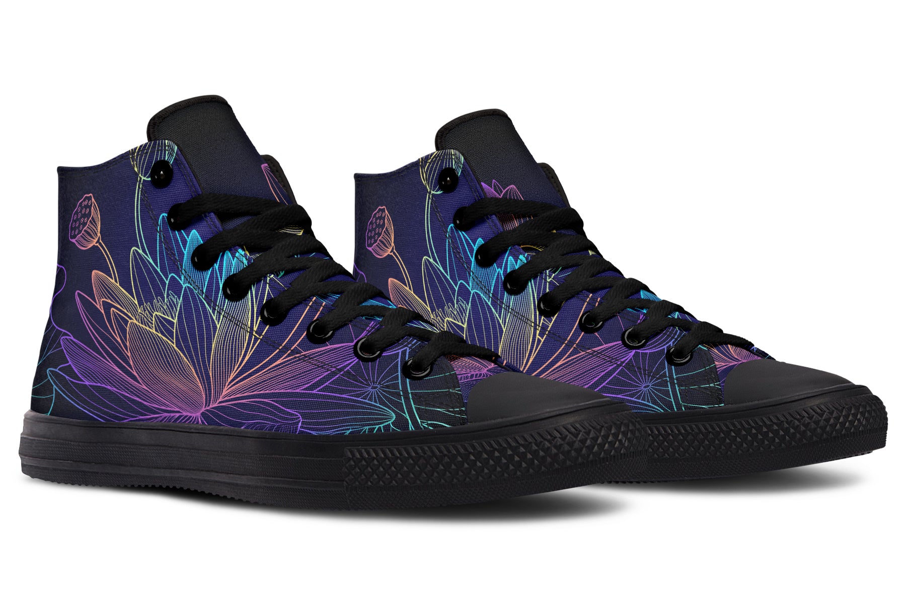 Rainbow Lotus Flowers High Tops - Offbeat Sweetie