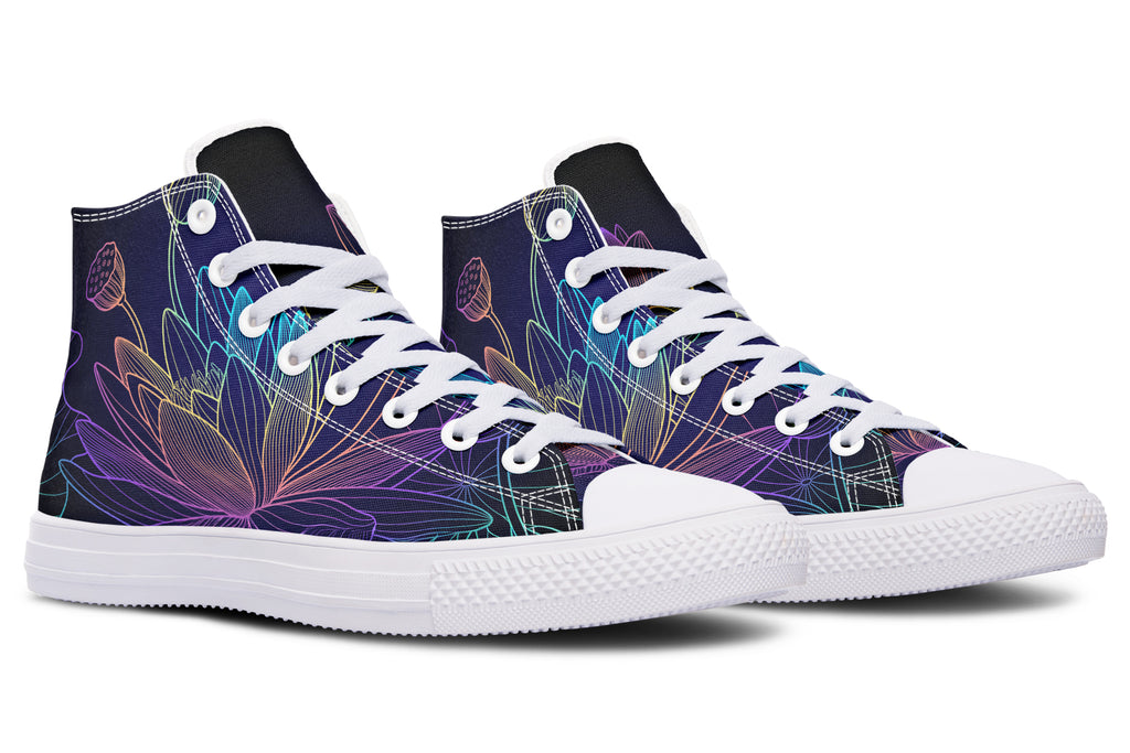 Rainbow Lotus Flowers High Tops - Offbeat Sweetie
