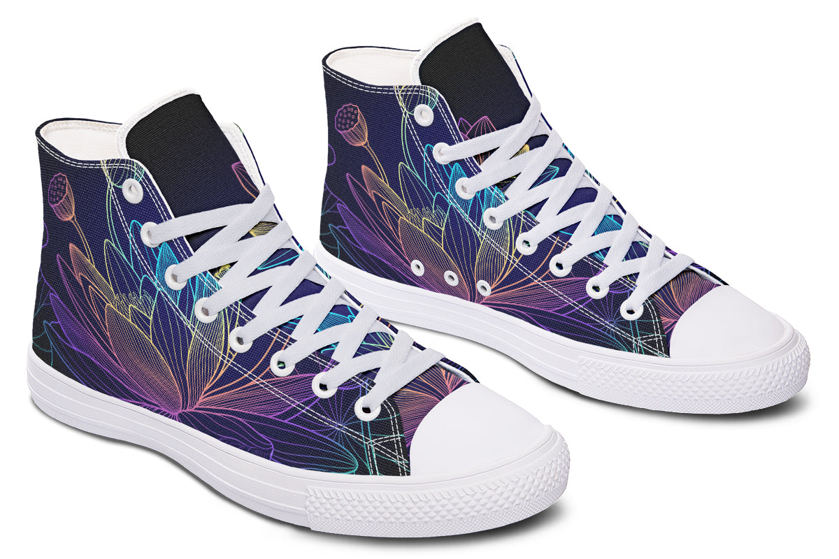 Rainbow Lotus Flowers High Tops - Offbeat Sweetie