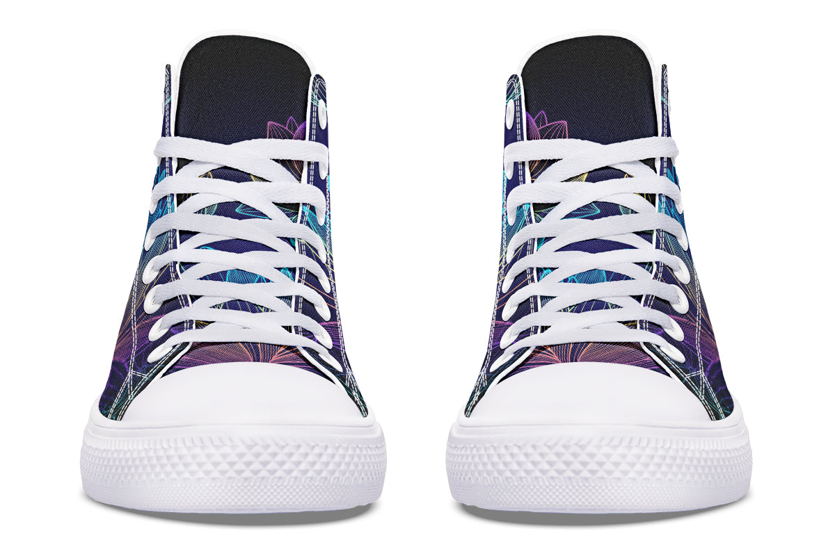 Rainbow Lotus Flowers High Tops - Offbeat Sweetie