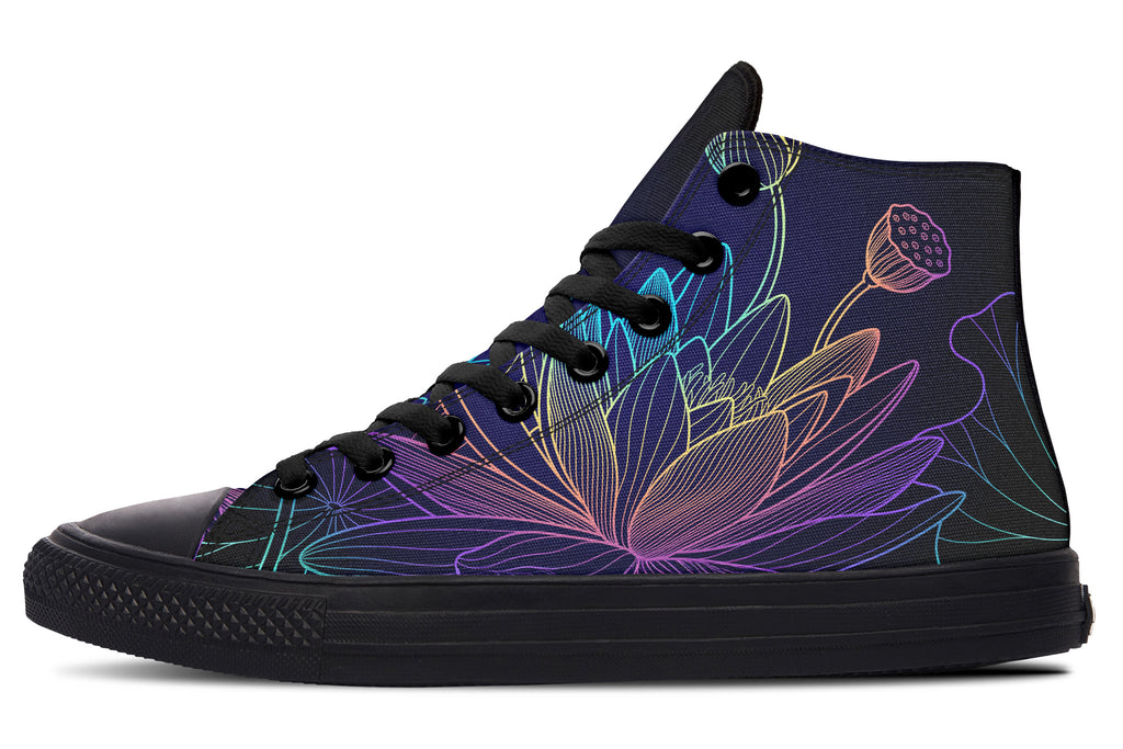Rainbow Lotus Flowers High Tops - Offbeat Sweetie