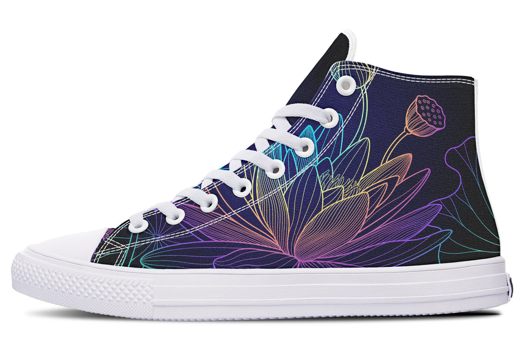 Rainbow Lotus Flowers High Tops - Offbeat Sweetie