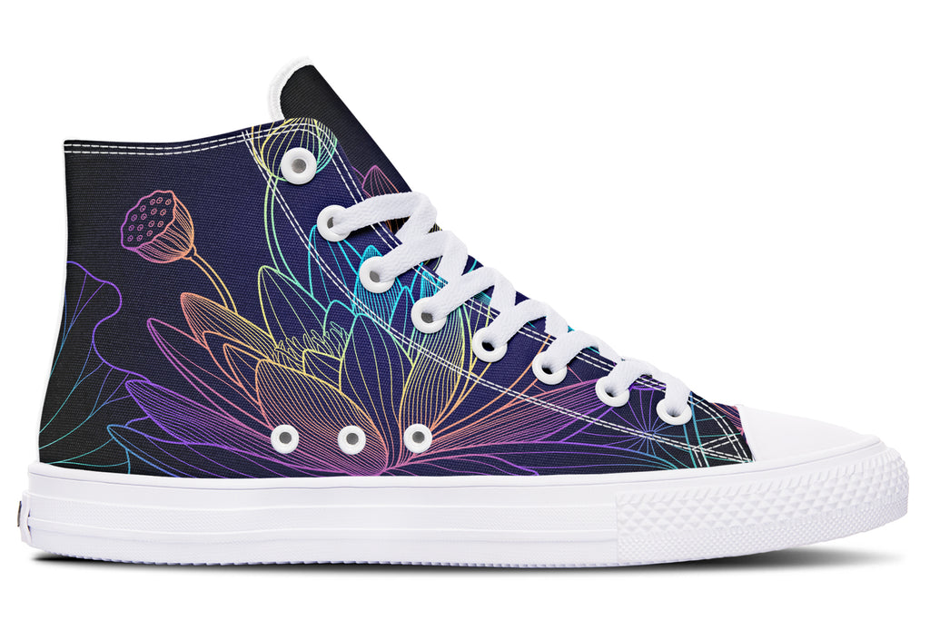 Rainbow Lotus Flowers High Tops - Offbeat Sweetie