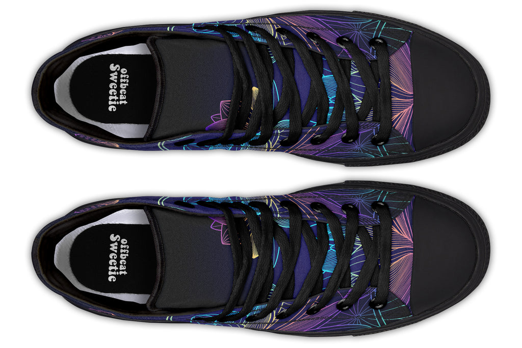 Rainbow Lotus Flowers High Tops - Offbeat Sweetie