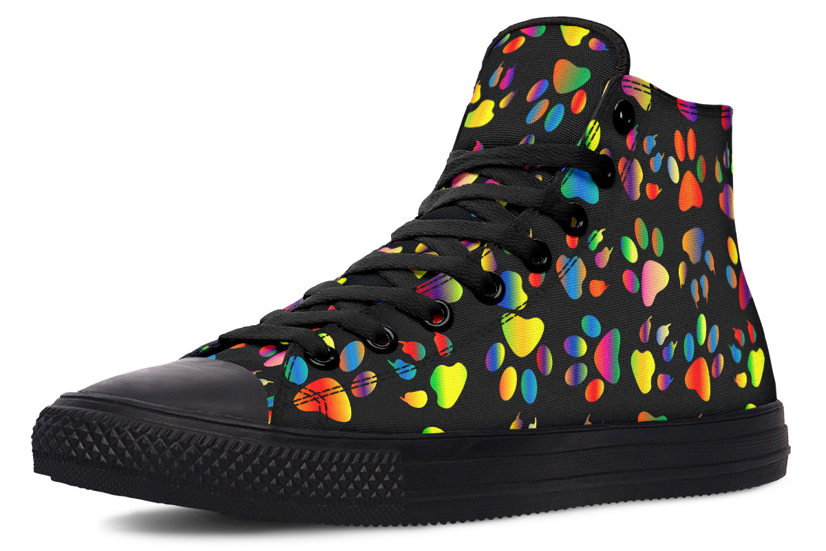 Rainbow Paw Prints High Tops - Offbeat Sweetie
