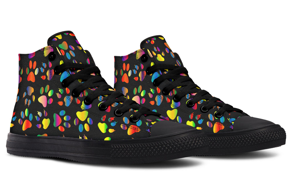 Rainbow Paw Prints High Tops - Offbeat Sweetie
