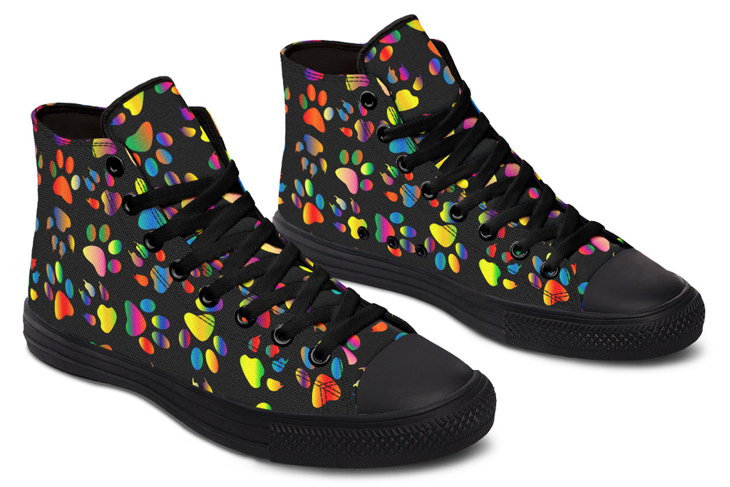 Rainbow Paw Prints High Tops - Offbeat Sweetie