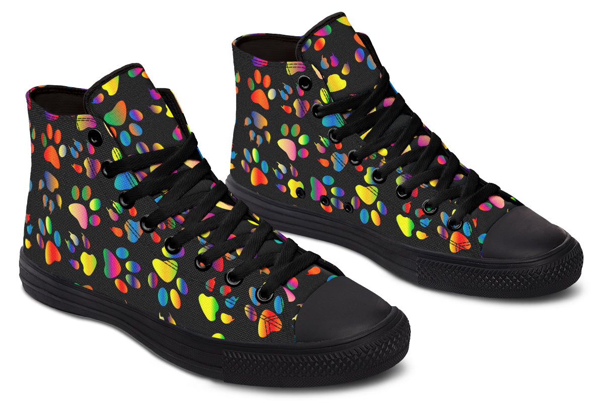 Rainbow Paw Prints High Tops - Offbeat Sweetie