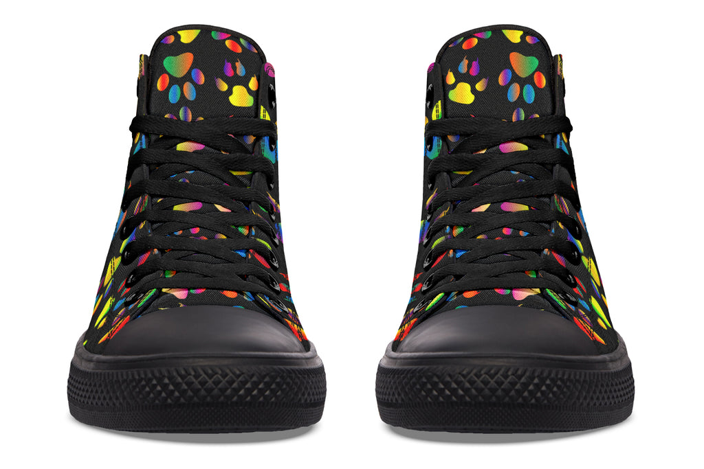 Rainbow Paw Prints High Tops - Offbeat Sweetie