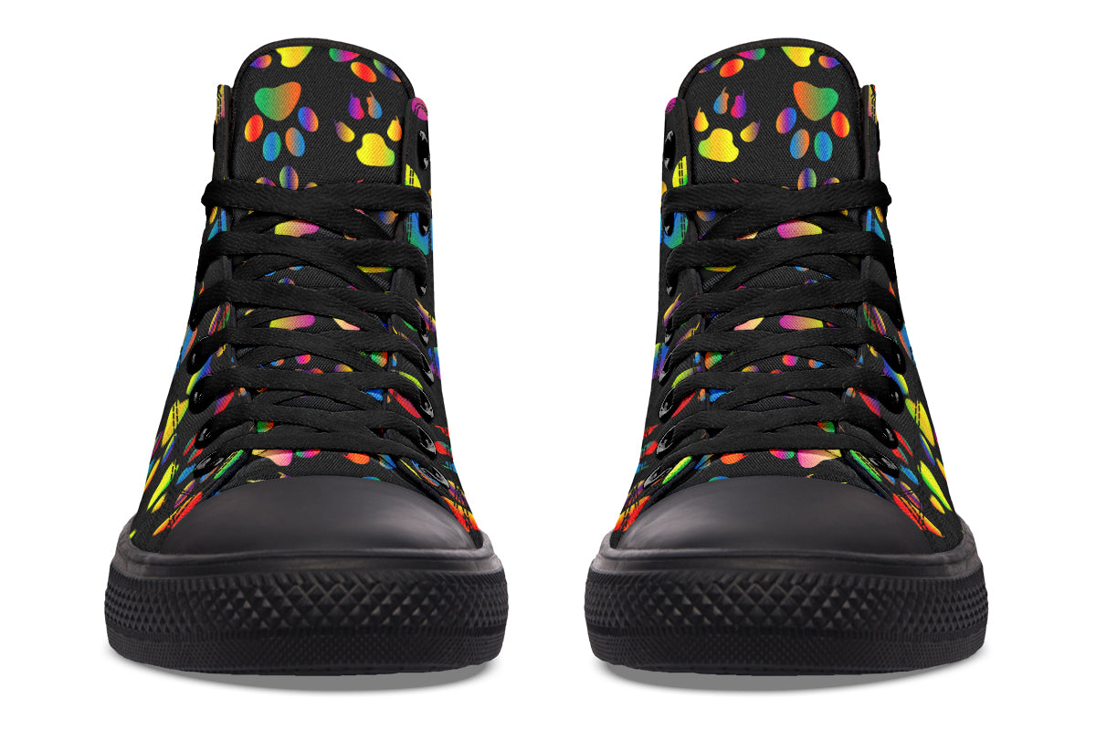 Rainbow Paw Prints High Tops - Offbeat Sweetie