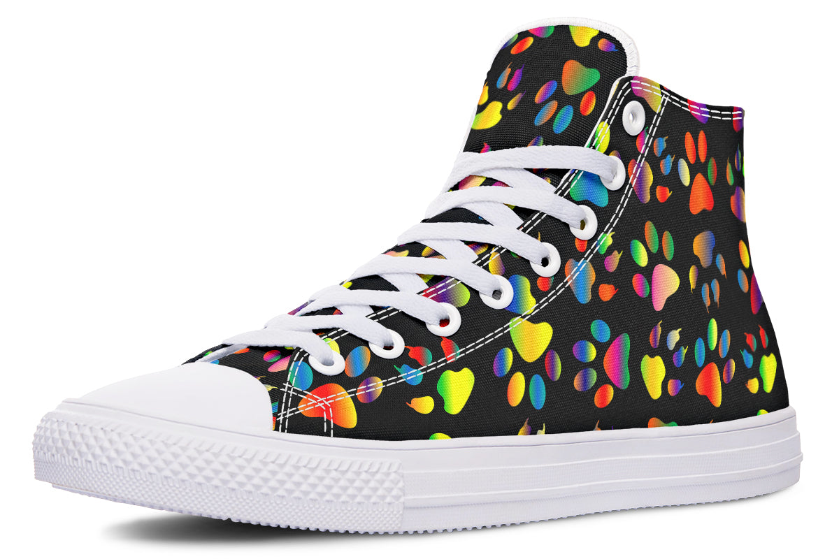 Rainbow Paw Prints High Tops - Offbeat Sweetie