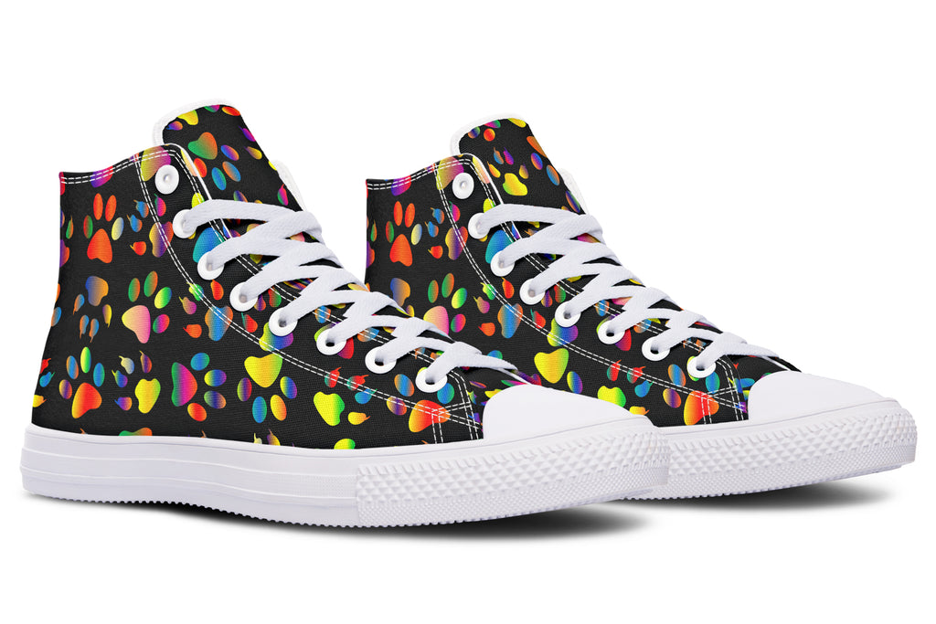 Rainbow Paw Prints High Tops - Offbeat Sweetie