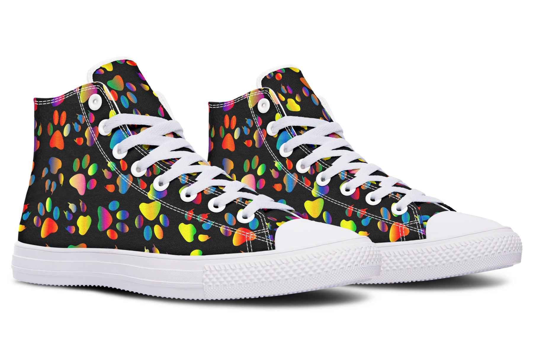 Rainbow Paw Prints High Tops - Offbeat Sweetie