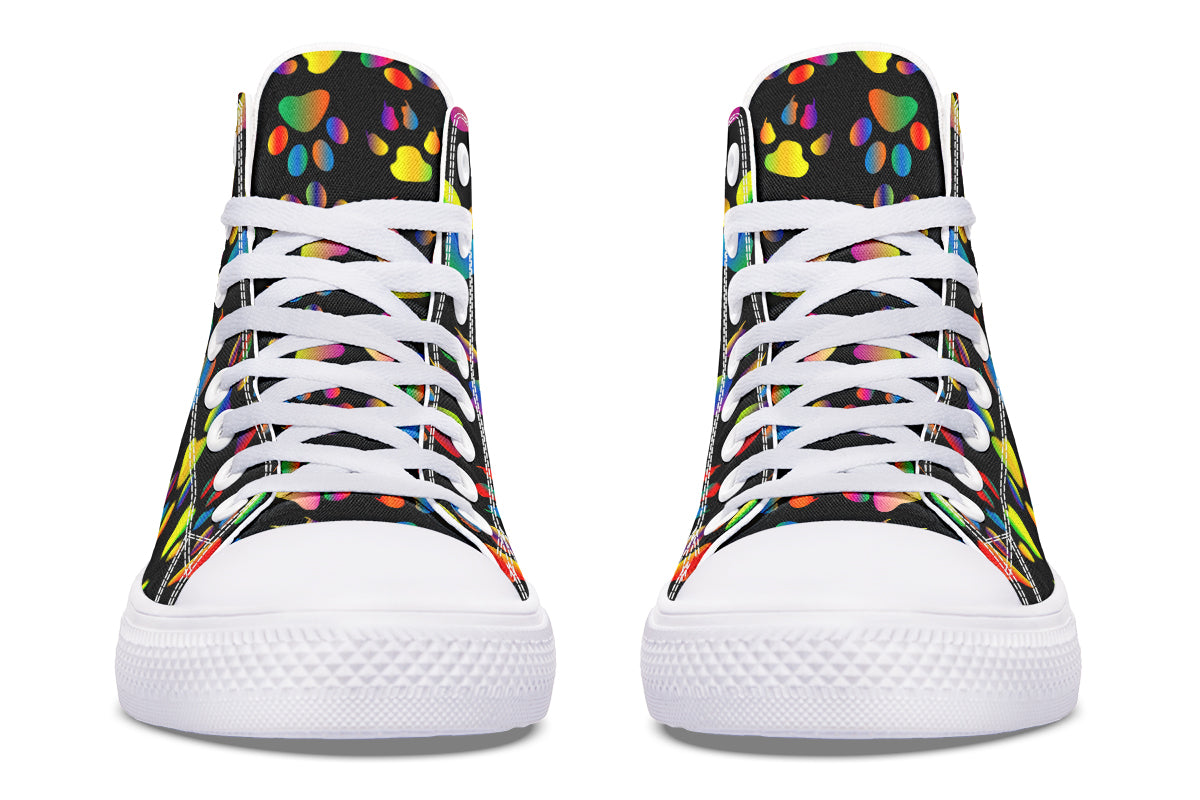Rainbow Paw Prints High Tops - Offbeat Sweetie
