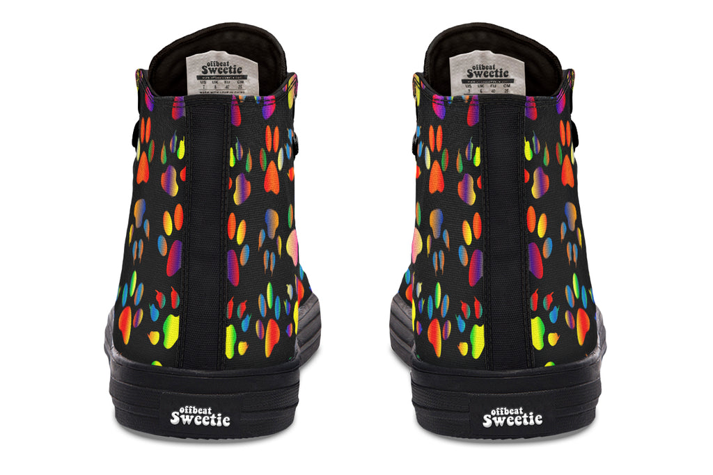 Rainbow Paw Prints High Tops - Offbeat Sweetie