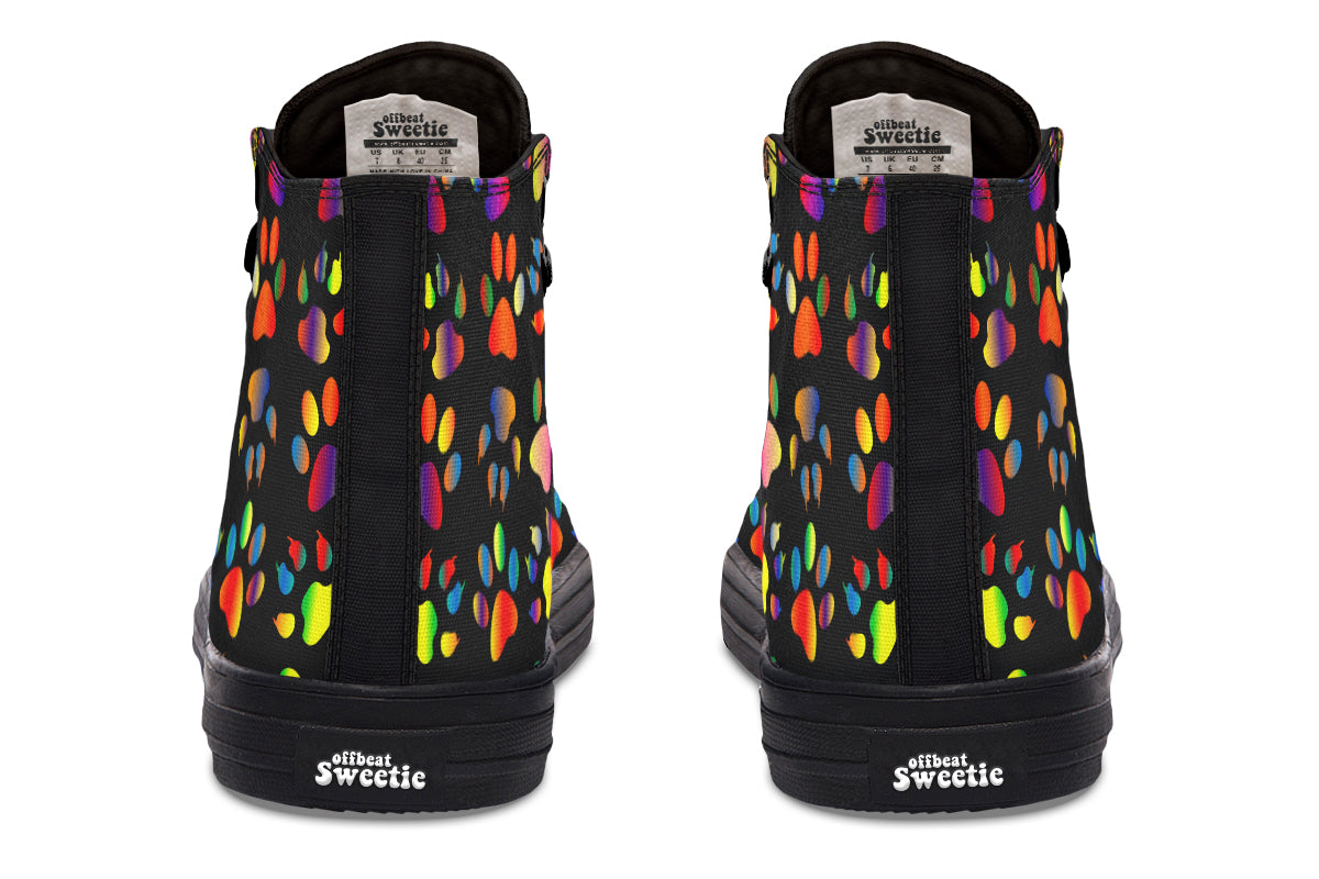 Rainbow Paw Prints High Tops - Offbeat Sweetie