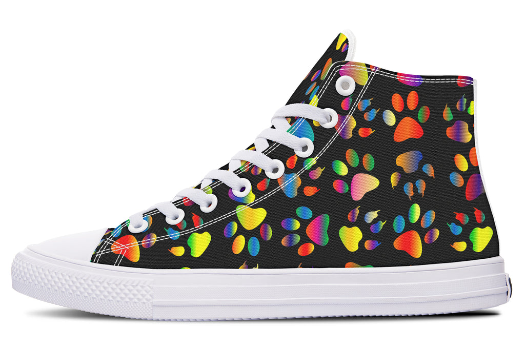 Rainbow Paw Prints High Tops - Offbeat Sweetie