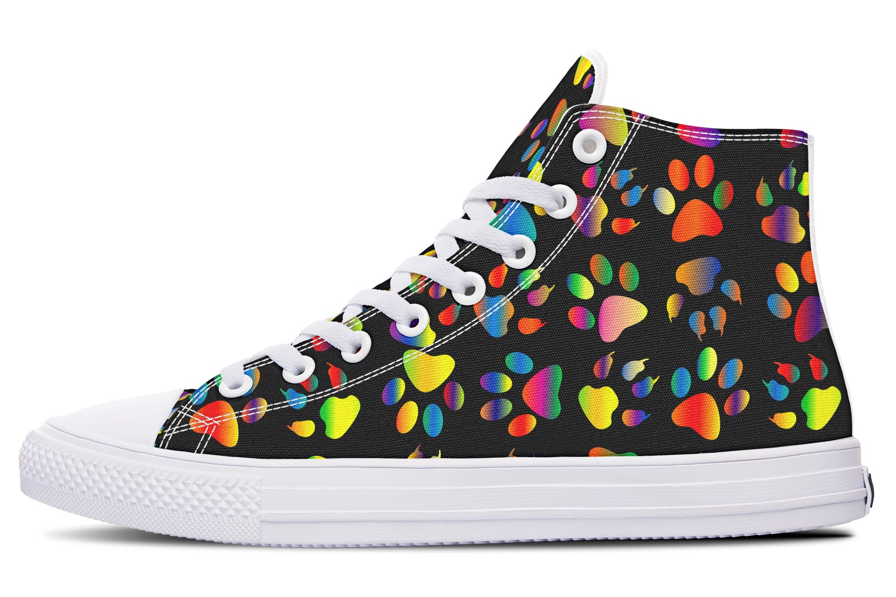 Rainbow Paw Prints High Tops - Offbeat Sweetie