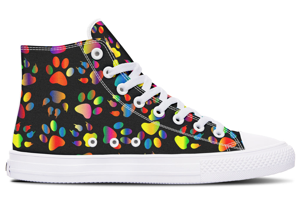 Rainbow Paw Prints High Tops - Offbeat Sweetie