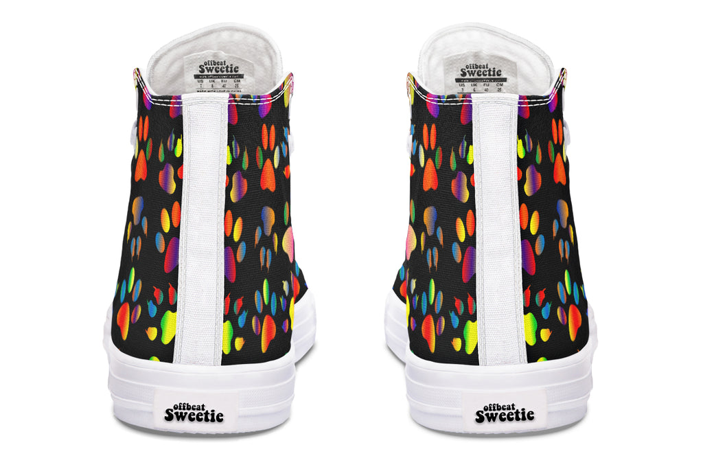 Rainbow Paw Prints High Tops - Offbeat Sweetie