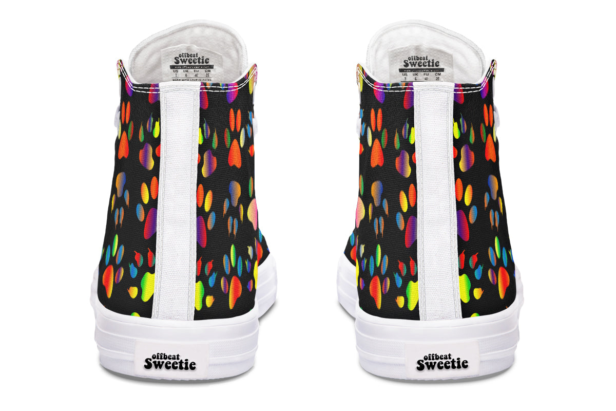 Rainbow Paw Prints High Tops - Offbeat Sweetie
