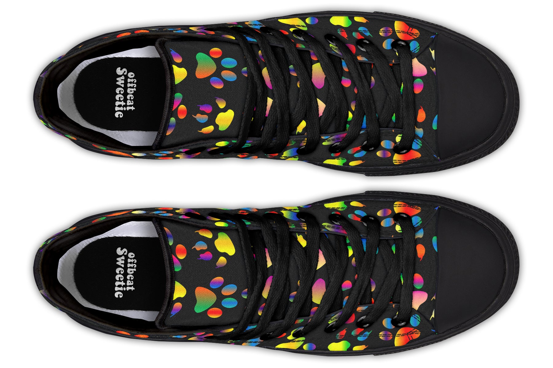 Rainbow Paw Prints High Tops - Offbeat Sweetie