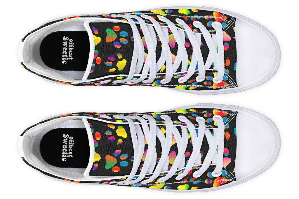 Rainbow Paw Prints High Tops - Offbeat Sweetie