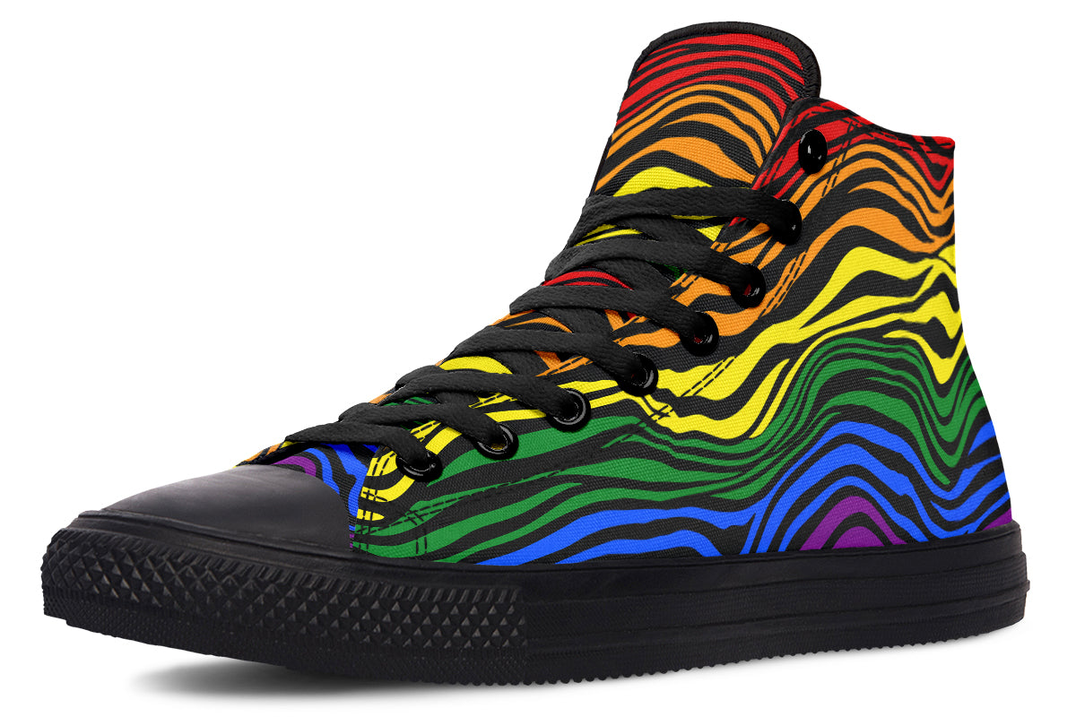 Rainbow Zebra High Tops - Offbeat Sweetie