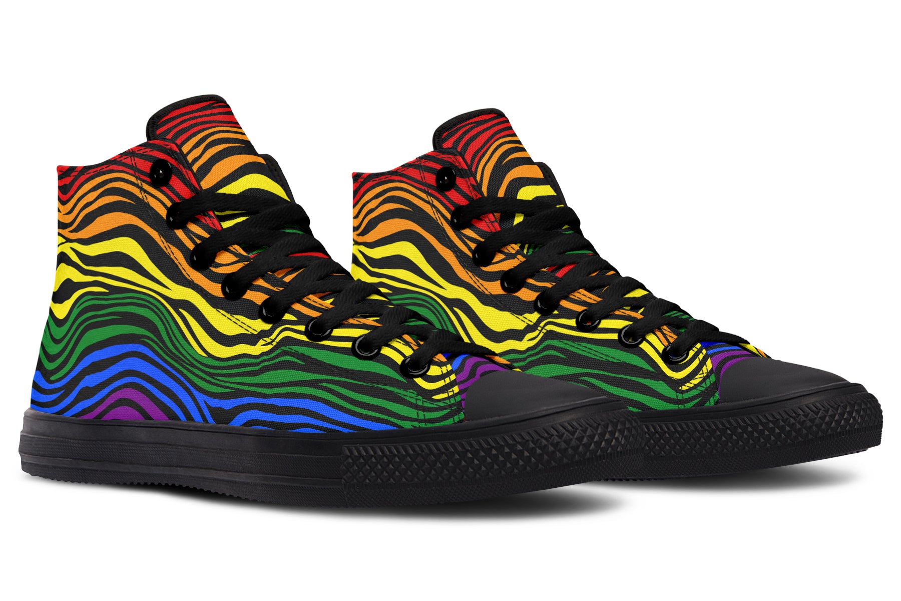 Rainbow Zebra High Tops - Offbeat Sweetie