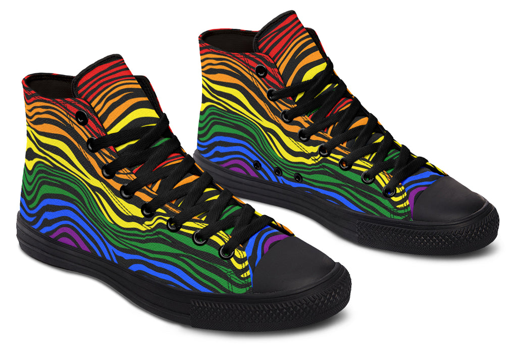 Rainbow Zebra High Tops - Offbeat Sweetie