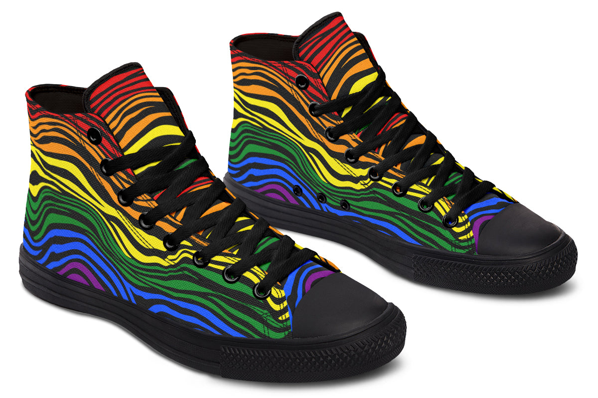 Rainbow Zebra High Tops - Offbeat Sweetie