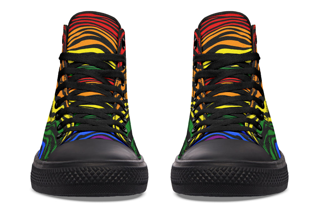 Rainbow Zebra High Tops - Offbeat Sweetie
