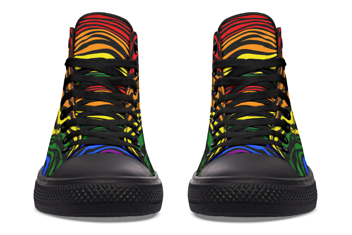 Rainbow Zebra High Tops - Offbeat Sweetie