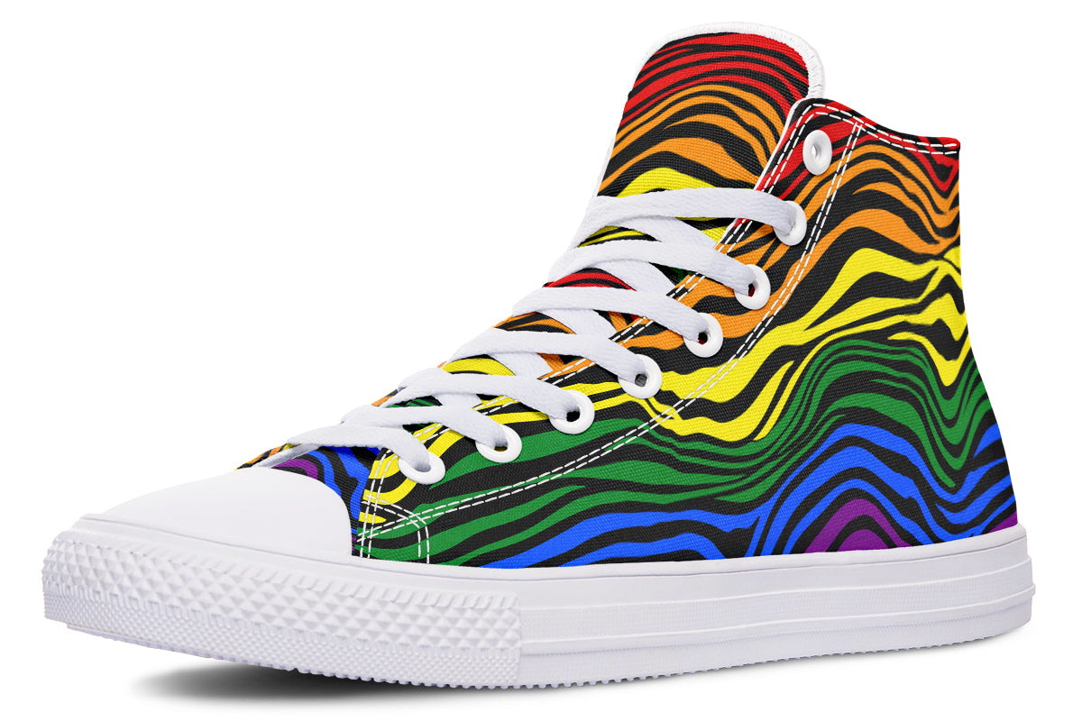 Rainbow Zebra High Tops - Offbeat Sweetie