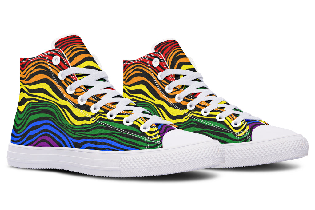 Rainbow Zebra High Tops - Offbeat Sweetie