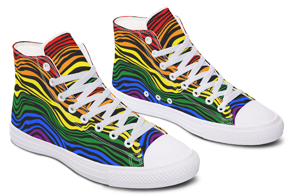 Rainbow Zebra High Tops - Offbeat Sweetie