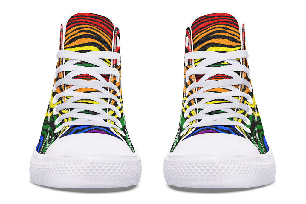 Rainbow Zebra High Tops - Offbeat Sweetie