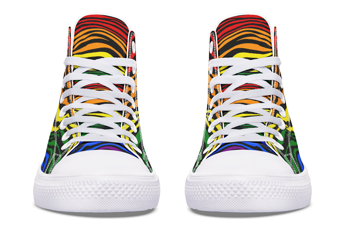 Rainbow Zebra High Tops - Offbeat Sweetie