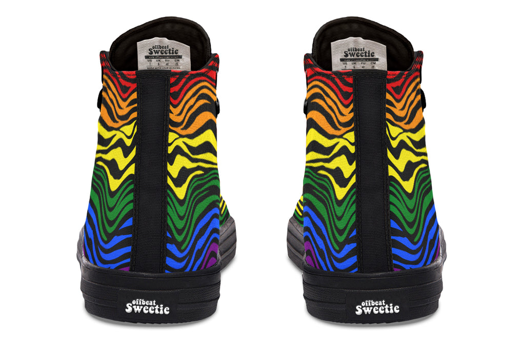 Rainbow Zebra High Tops - Offbeat Sweetie